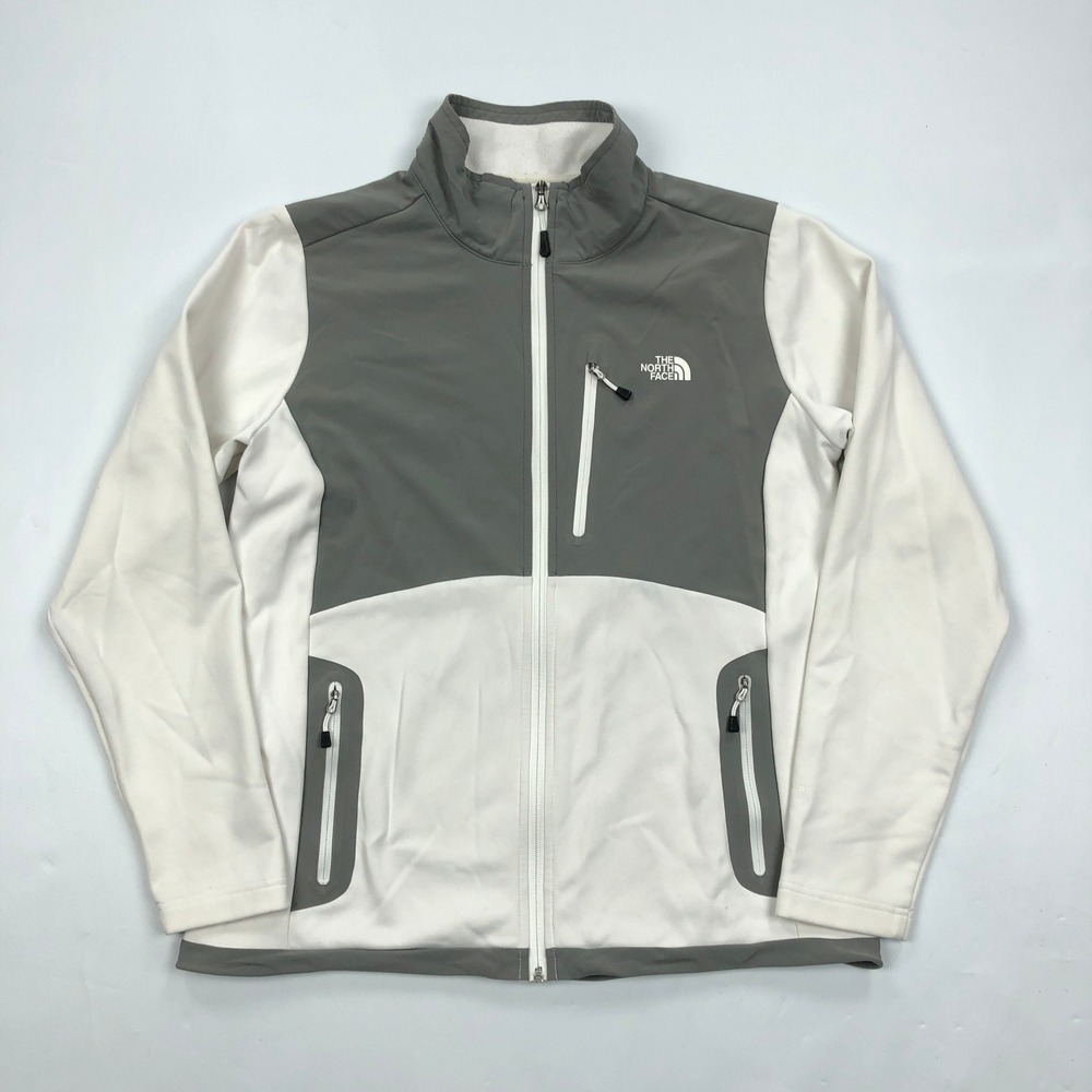 The North Face Womens XL FlashDry Softshell Full Zip Jacket Grey White
